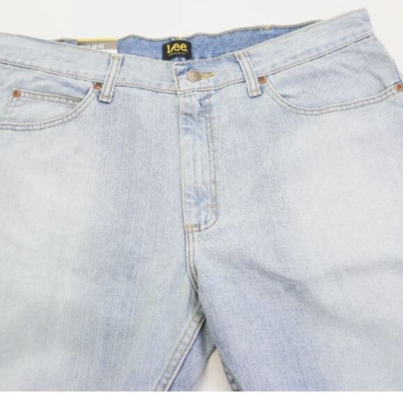 Lee Size W38 L32 Regular Fit Straight Leg 100% Cotton Men's Jeans Light Blue New - Picture 7 of 12